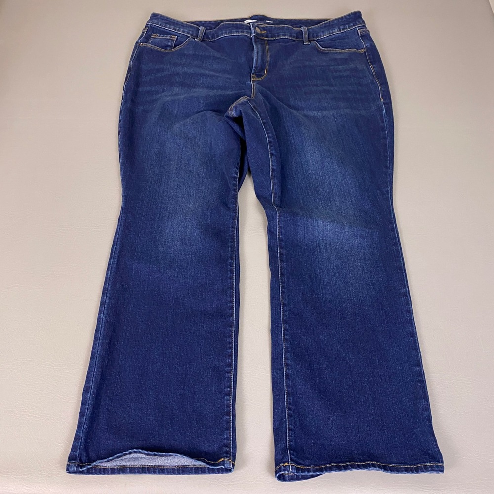 Old Navy Kicker Boot-Cut Jeans Women's Plus Size 22 Short Blue Dark Wash Denim